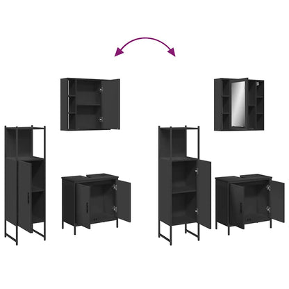 vidaXL 3-tlg. Badmöbel-Set Schwarz Holzwerkstoff