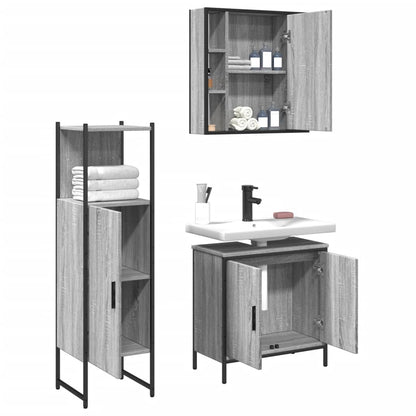 vidaXL Ensemble de meubles de salle de bain 3 pcs Gris Aggloméré Sonoma