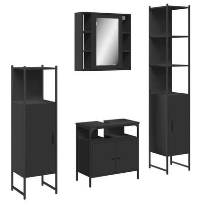 vidaXL Ensemble de meubles de salle de bain 4 pcs Noir Aggloméré