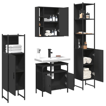 vidaXL Ensemble de meubles de salle de bain 4 pcs Noir Aggloméré