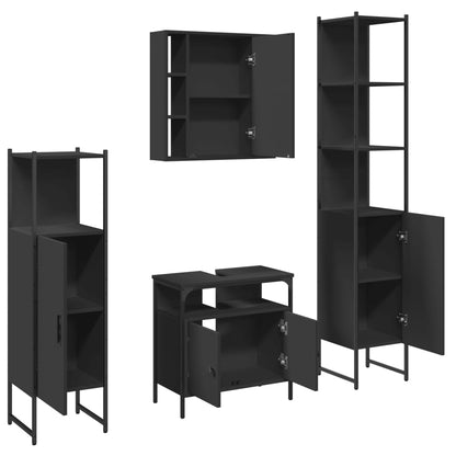 vidaXL Ensemble de meubles de salle de bain 4 pcs Noir Aggloméré