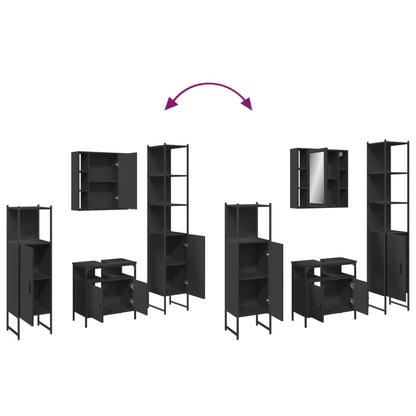 vidaXL Ensemble de meubles de salle de bain 4 pcs Noir Aggloméré