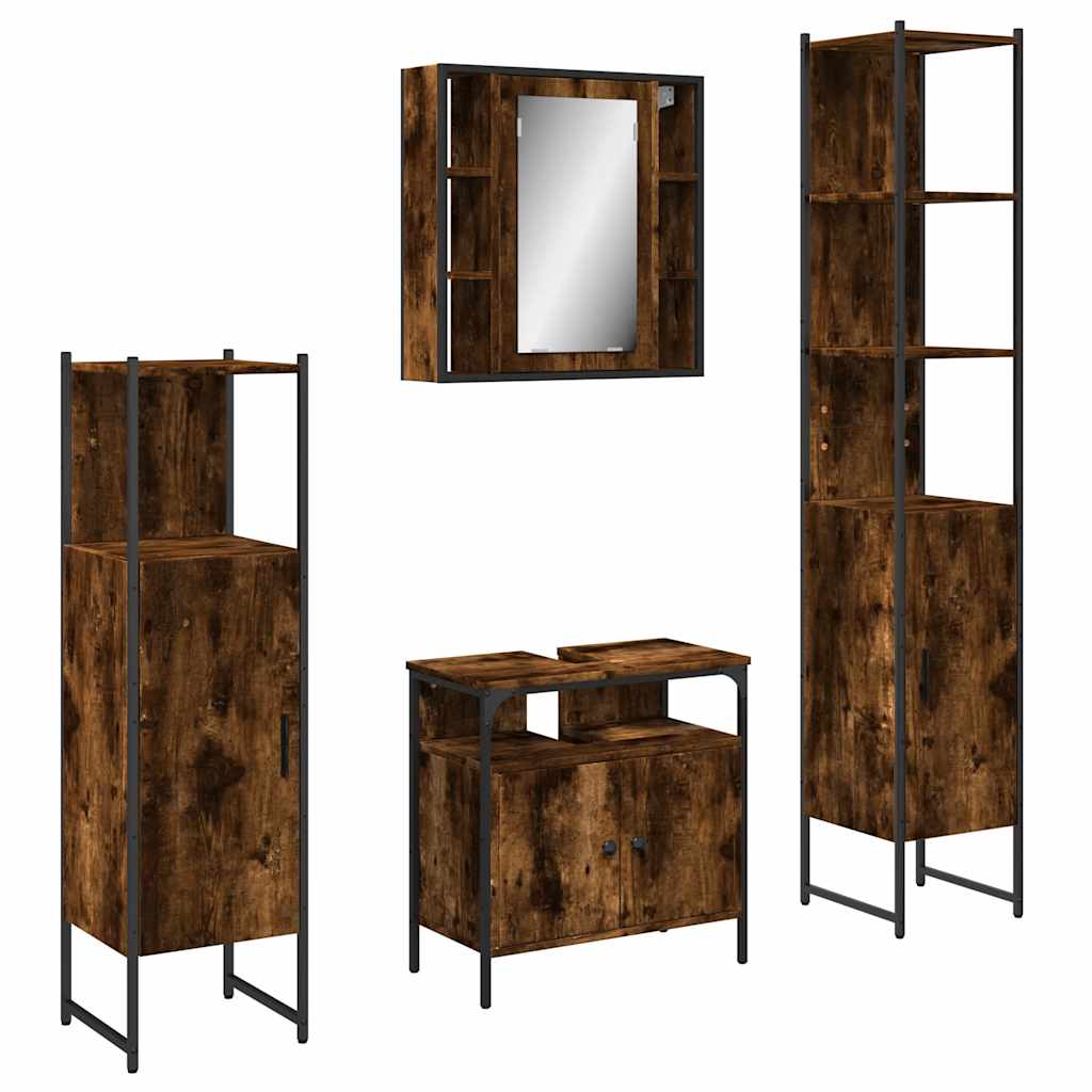 vidaXL Ensemble de meubles de salle de bain 4 pcs Chêne fumé en bois d'ingénierie