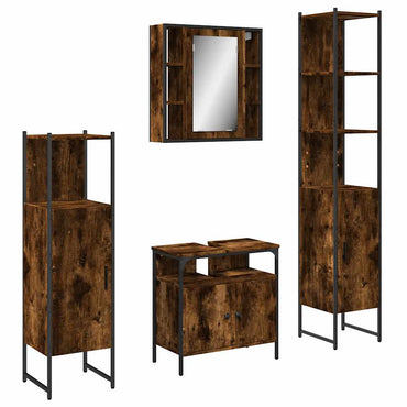 vidaXL Ensemble de meubles de salle de bain 4 pcs Chêne fumé en bois d'ingénierie
