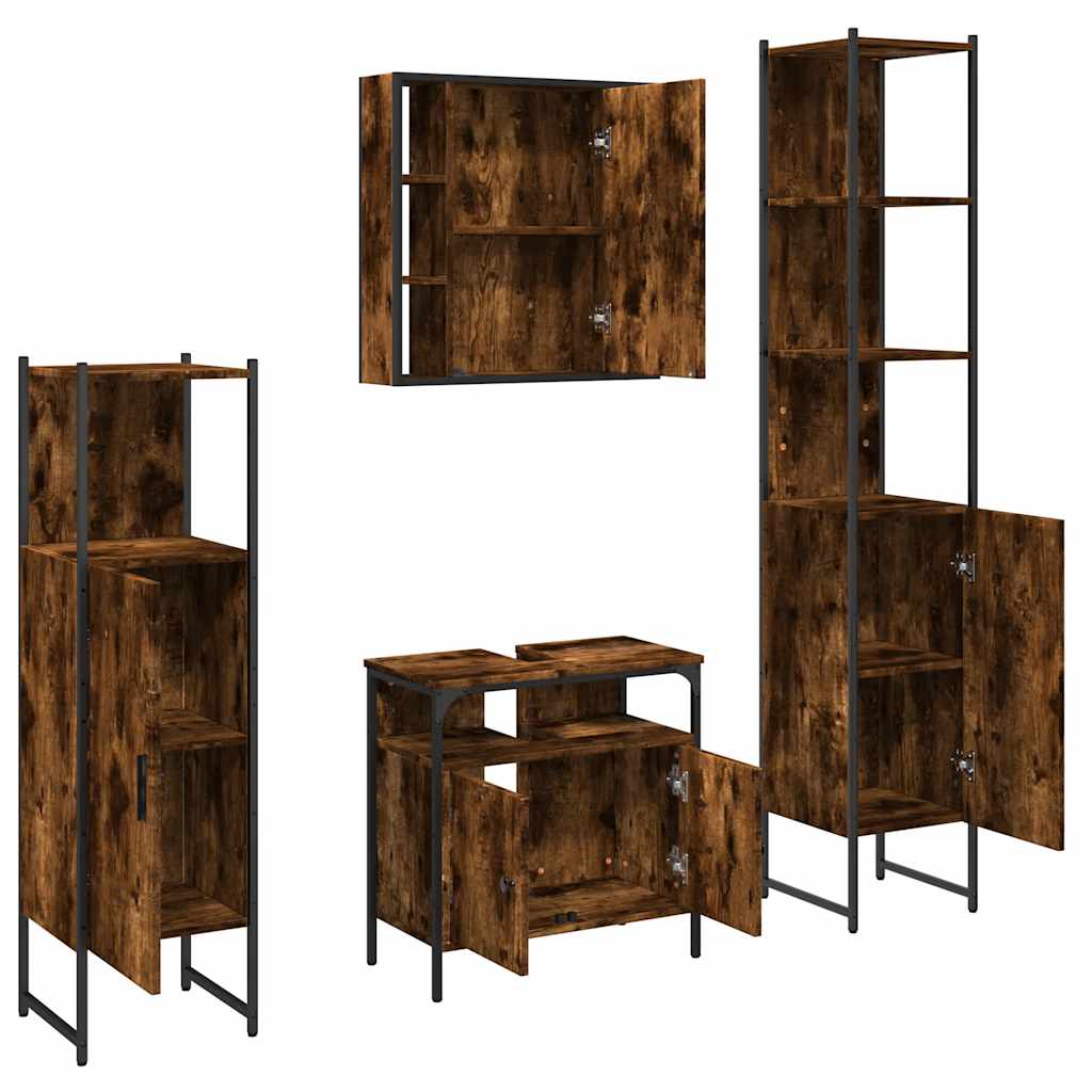 vidaXL Ensemble de meubles de salle de bain 4 pcs Chêne fumé en bois d'ingénierie