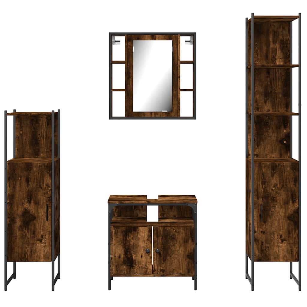 vidaXL Ensemble de meubles de salle de bain 4 pcs Chêne fumé en bois d'ingénierie