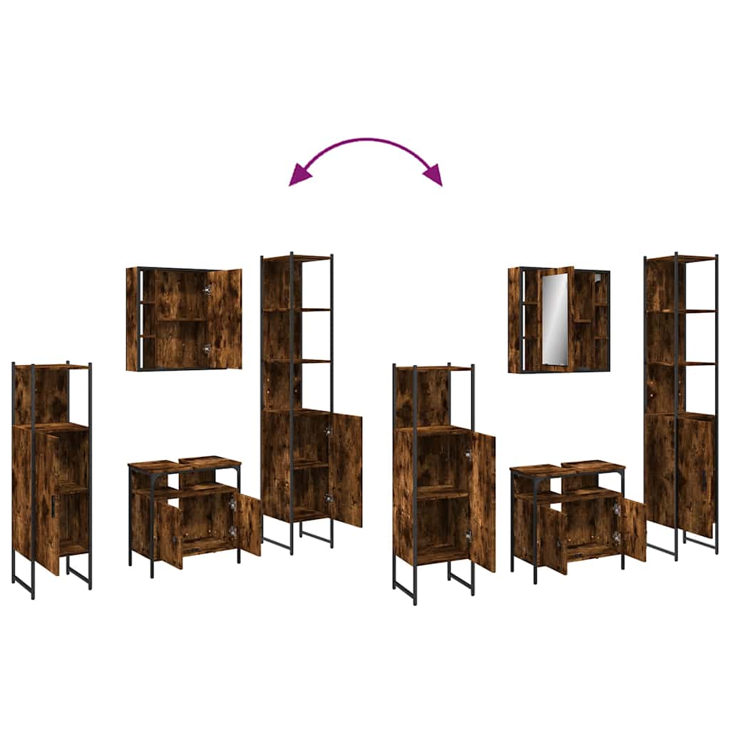 vidaXL Ensemble de meubles de salle de bain 4 pcs Chêne fumé en bois d'ingénierie