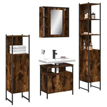 vidaXL Ensemble de meubles de salle de bain 4 pcs Chêne fumé en bois d'ingénierie