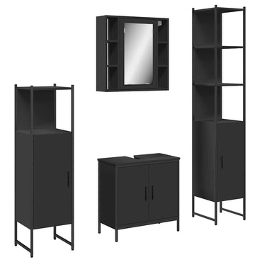 vidaXL 4-tlg. Badmöbel-Set Schwarz Holzwerkstoff