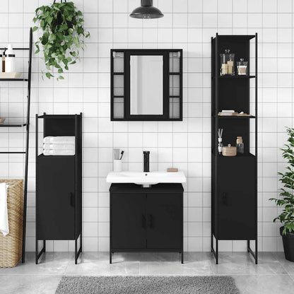 vidaXL 4-tlg. Badmöbel-Set Schwarz Holzwerkstoff