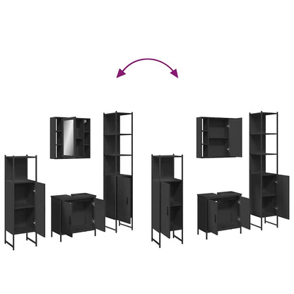 vidaXL 4-tlg. Badmöbel-Set Schwarz Holzwerkstoff