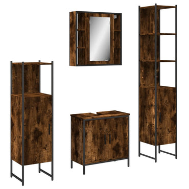 vidaXL Ensemble de meubles de salle de bain 4 pcs Chêne fumé en bois d'ingénierie