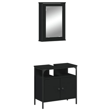 vidaXL 2-tlg. Badmöbel-Set Schwarz Holzwerkstoff