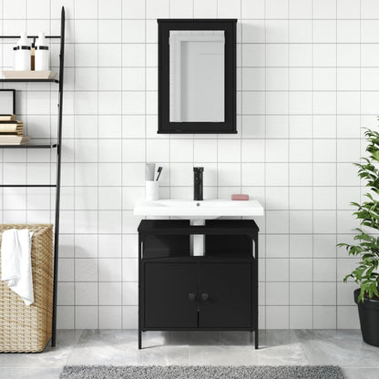 vidaXL 2-tlg. Badmöbel-Set Schwarz Holzwerkstoff