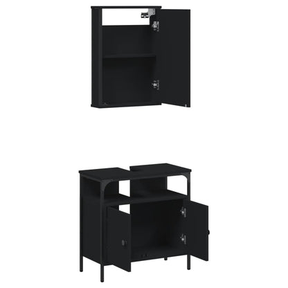 vidaXL 2-tlg. Badmöbel-Set Schwarz Holzwerkstoff
