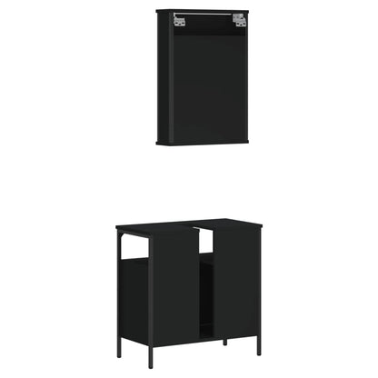 vidaXL 2-tlg. Badmöbel-Set Schwarz Holzwerkstoff