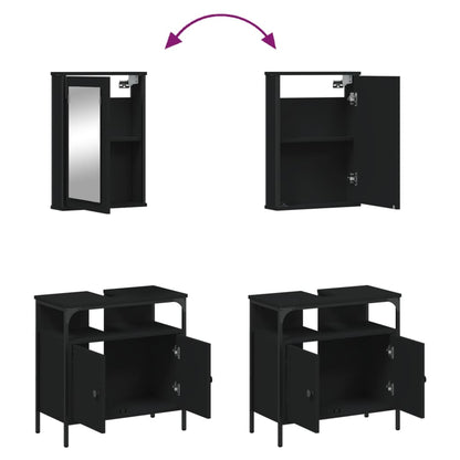 vidaXL 2-tlg. Badmöbel-Set Schwarz Holzwerkstoff