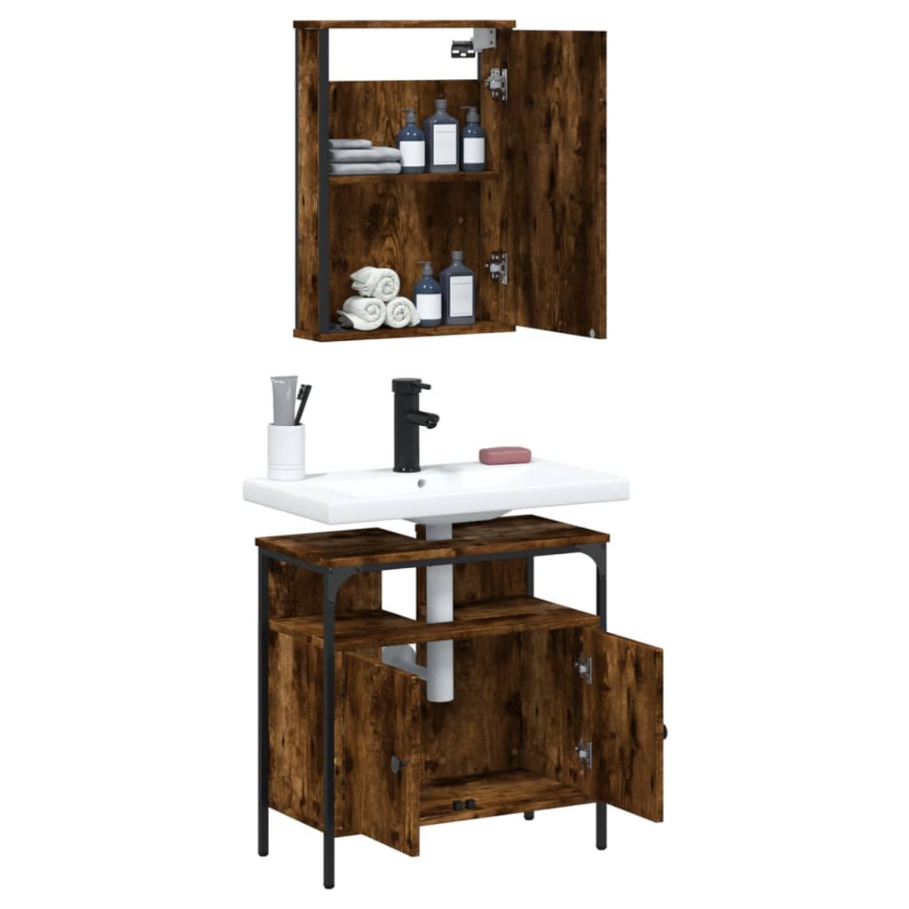 vidaXL Ensemble de meubles de salle de bain 2 pcs Bois d'ingénierie Chêne fumé
