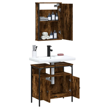 vidaXL Ensemble de meubles de salle de bain 2 pcs Bois d'ingénierie Chêne fumé