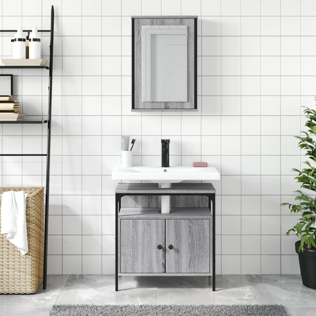 vidaXL Ensemble de meubles de salle de bain 2 pcs Gris Chêne Sonoma Aggloméré