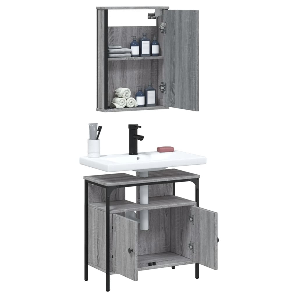 vidaXL Ensemble de meubles de salle de bain 2 pcs Gris Chêne Sonoma Aggloméré