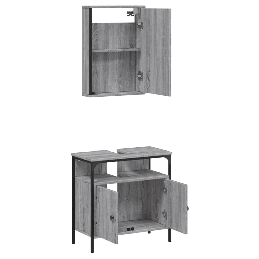 vidaXL Ensemble de meubles de salle de bain 2 pcs Gris Chêne Sonoma Aggloméré