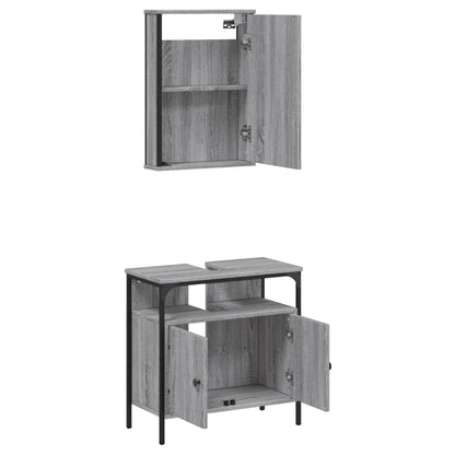vidaXL Ensemble de meubles de salle de bain 2 pcs Gris Chêne Sonoma Aggloméré