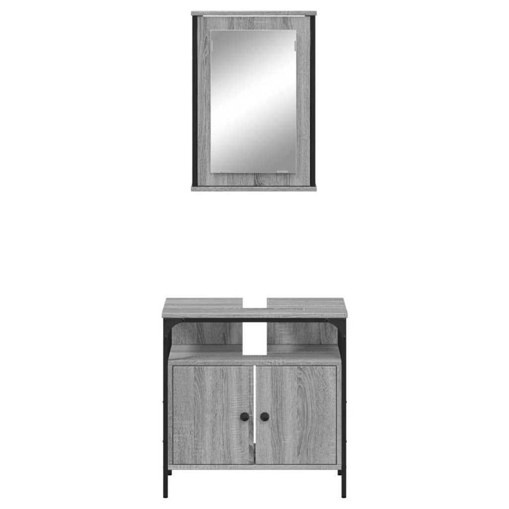 vidaXL Ensemble de meubles de salle de bain 2 pcs Gris Chêne Sonoma Aggloméré
