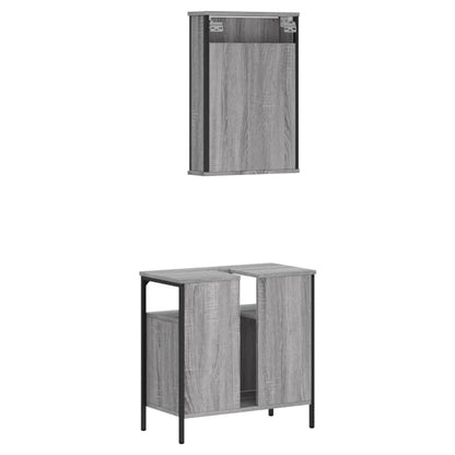 vidaXL Ensemble de meubles de salle de bain 2 pcs Gris Chêne Sonoma Aggloméré