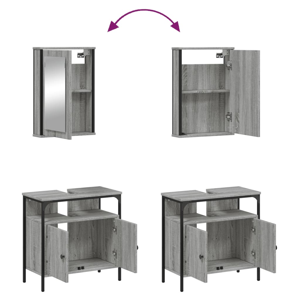 vidaXL Ensemble de meubles de salle de bain 2 pcs Gris Chêne Sonoma Aggloméré