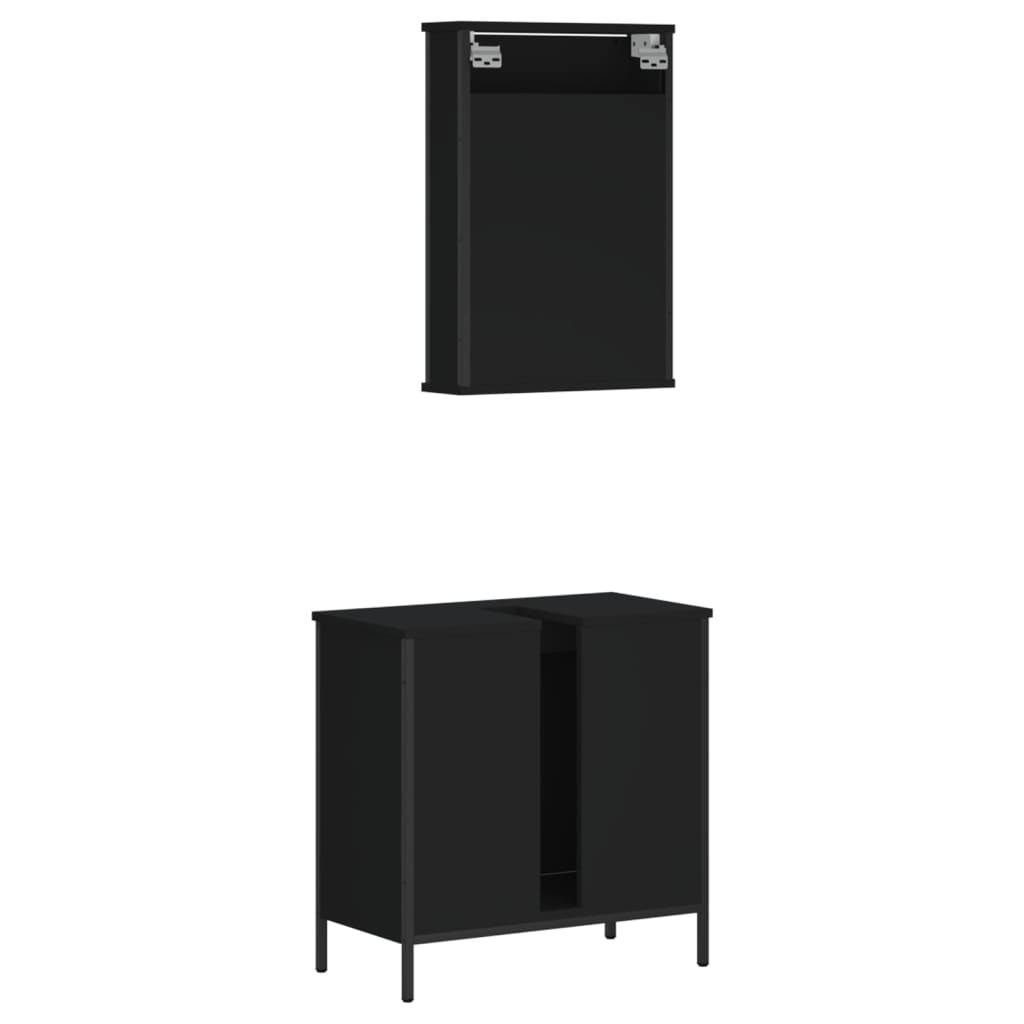 vidaXL 2-tlg. Badmöbel-Set Schwarz Holzwerkstoff