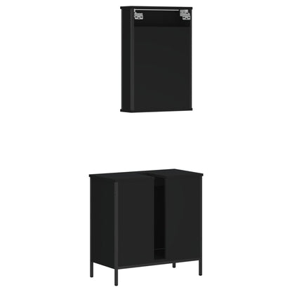 vidaXL 2-tlg. Badmöbel-Set Schwarz Holzwerkstoff