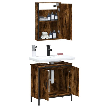 vidaXL Ensemble de meubles de salle de bain 2 pcs Bois d'ingénierie Chêne fumé