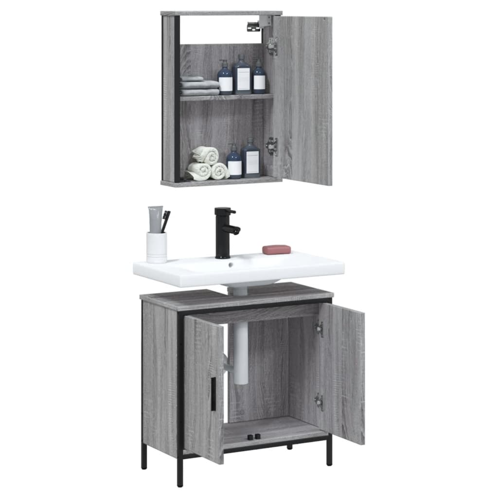 vidaXL Ensemble de meubles de salle de bain 2 pcs Gris Chêne Sonoma Aggloméré