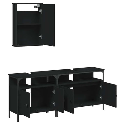 vidaXL 3-tlg. Badmöbel-Set Schwarz Holzwerkstoff