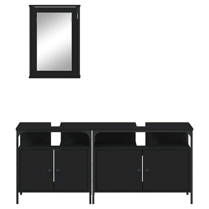 vidaXL 3-tlg. Badmöbel-Set Schwarz Holzwerkstoff