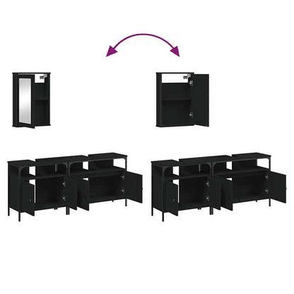 vidaXL 3-tlg. Badmöbel-Set Schwarz Holzwerkstoff
