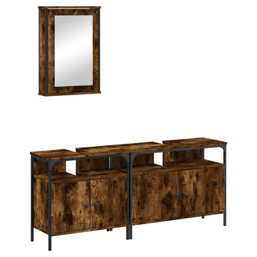 vidaXL Ensemble de meubles de salle de bain 3 pièces en bois d'ingénierie chêne fumé