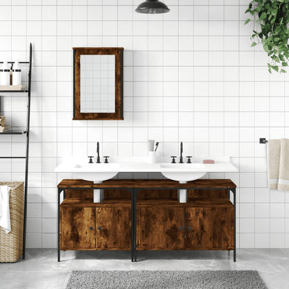 vidaXL Ensemble de meubles de salle de bain 3 pièces en bois d'ingénierie chêne fumé
