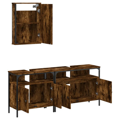 vidaXL Ensemble de meubles de salle de bain 3 pièces en bois d'ingénierie chêne fumé