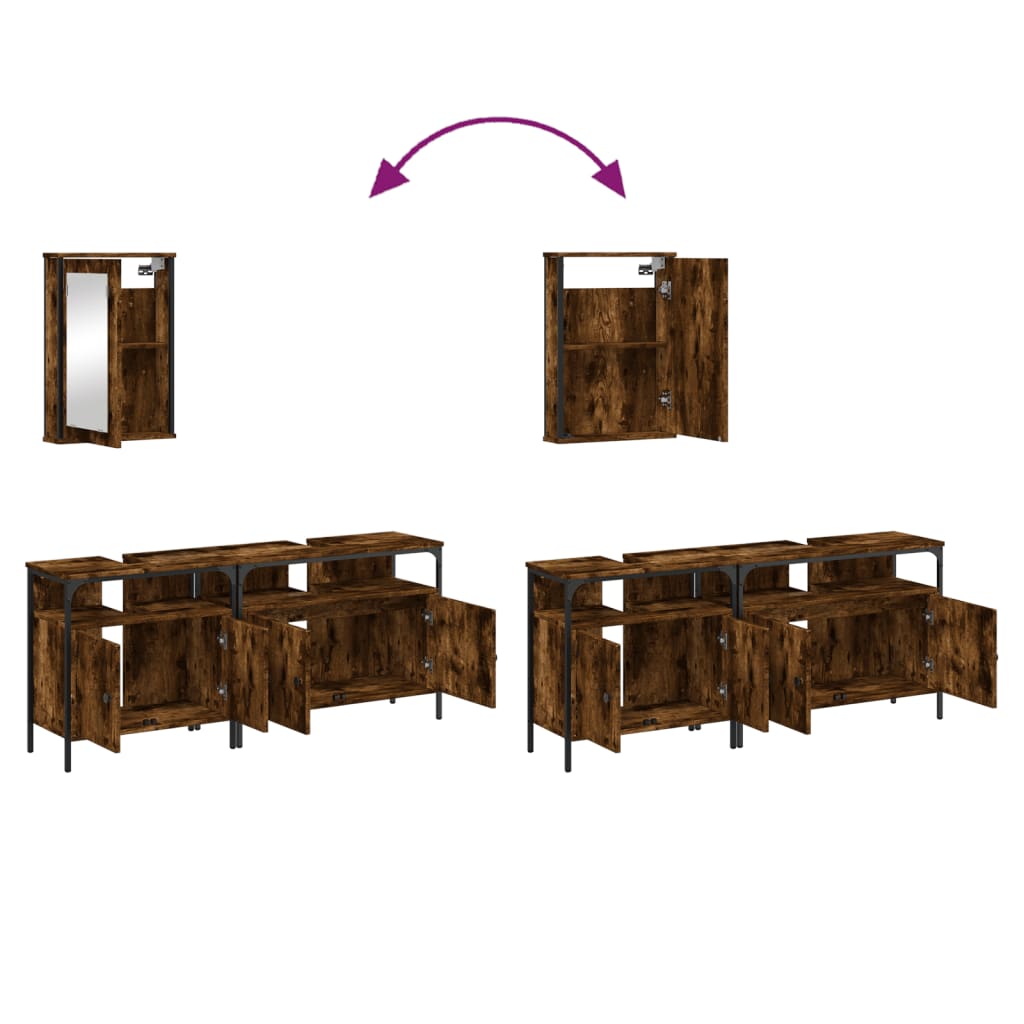 vidaXL Ensemble de meubles de salle de bain 3 pièces en bois d'ingénierie chêne fumé