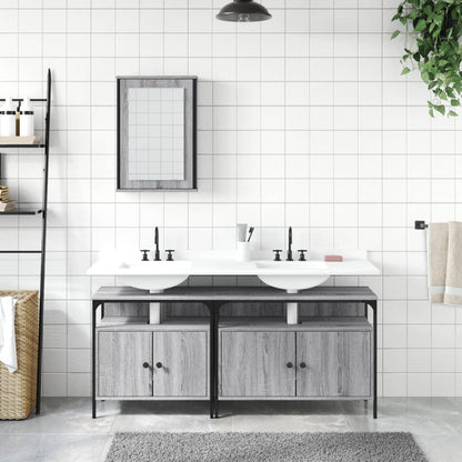 vidaXL Ensemble de meubles de salle de bain 3 pcs Gris Aggloméré Sonoma