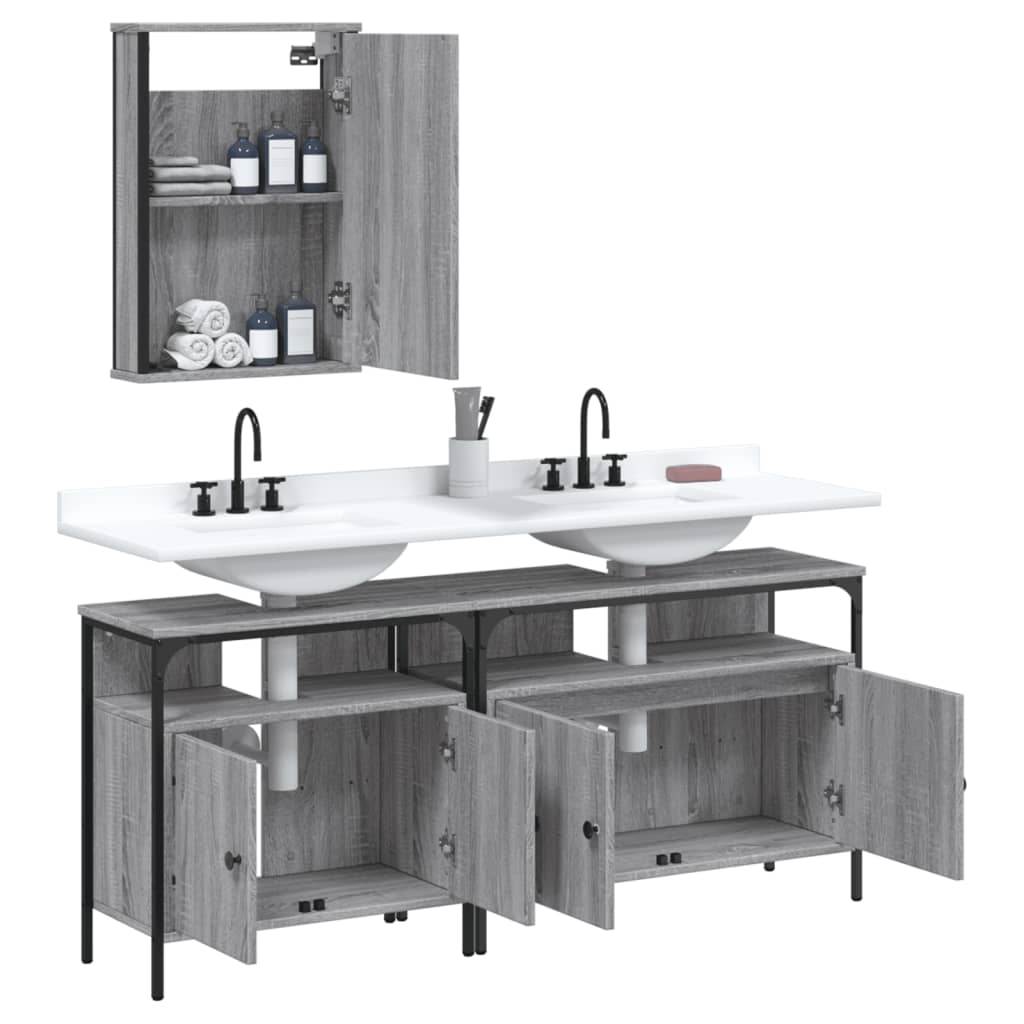 vidaXL Ensemble de meubles de salle de bain 3 pcs Gris Aggloméré Sonoma