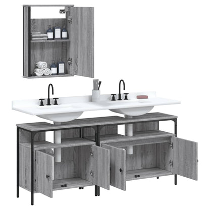 vidaXL Ensemble de meubles de salle de bain 3 pcs Gris Aggloméré Sonoma