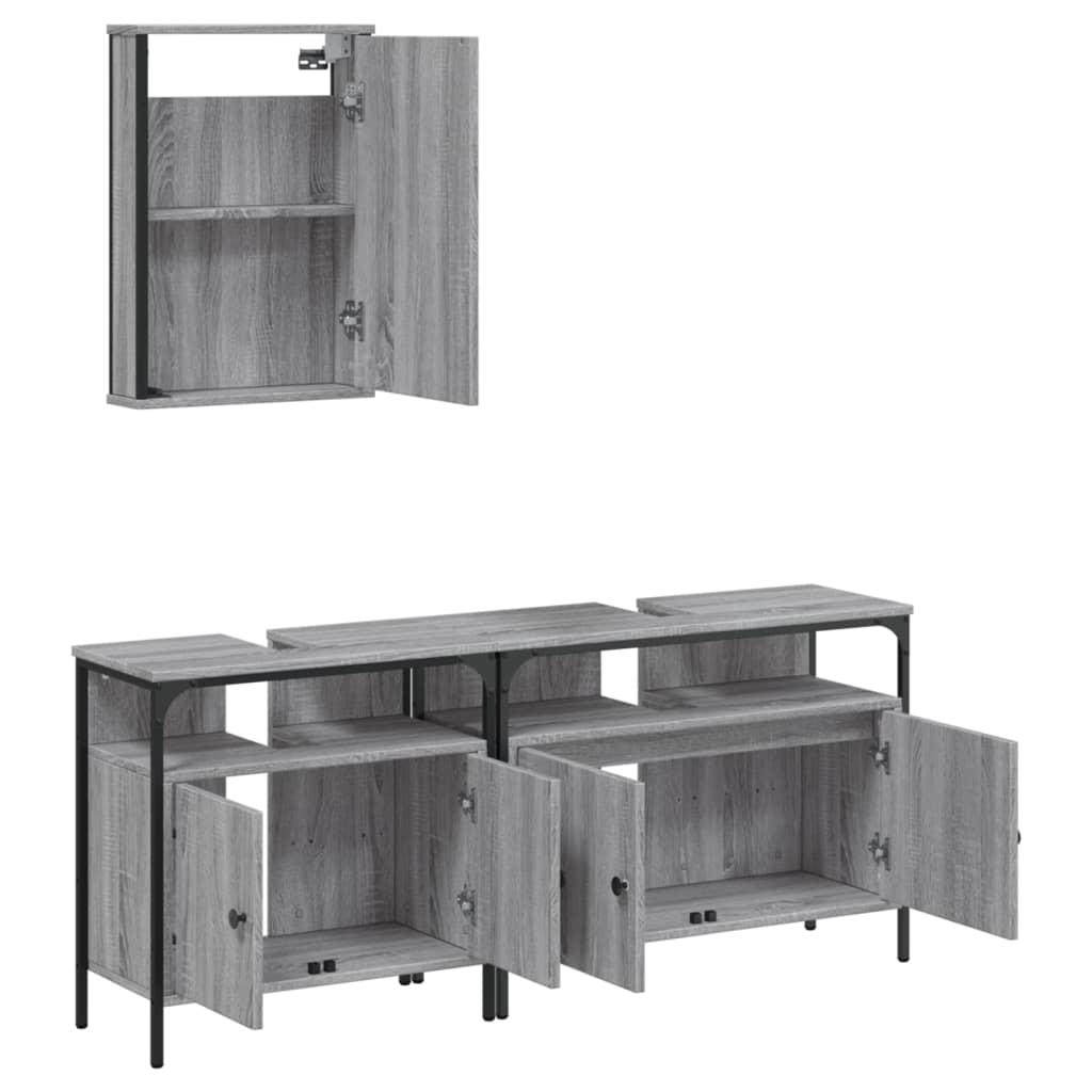 vidaXL Ensemble de meubles de salle de bain 3 pcs Gris Aggloméré Sonoma