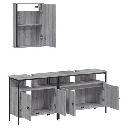 vidaXL Ensemble de meubles de salle de bain 3 pcs Gris Aggloméré Sonoma