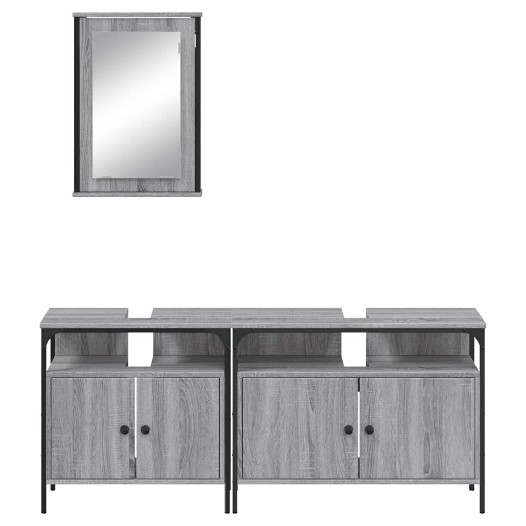 vidaXL Ensemble de meubles de salle de bain 3 pcs Gris Aggloméré Sonoma