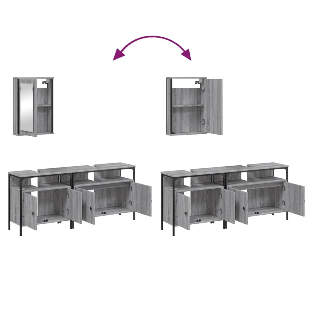 vidaXL Ensemble de meubles de salle de bain 3 pcs Gris Aggloméré Sonoma