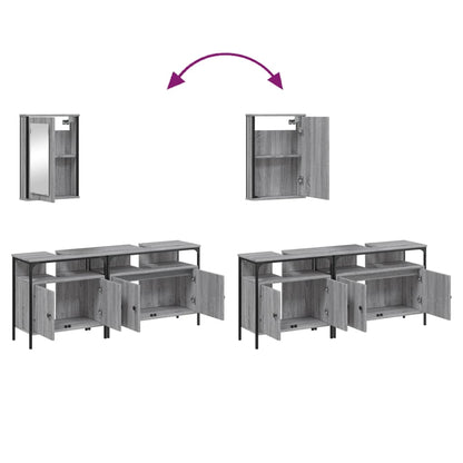 vidaXL Ensemble de meubles de salle de bain 3 pcs Gris Aggloméré Sonoma