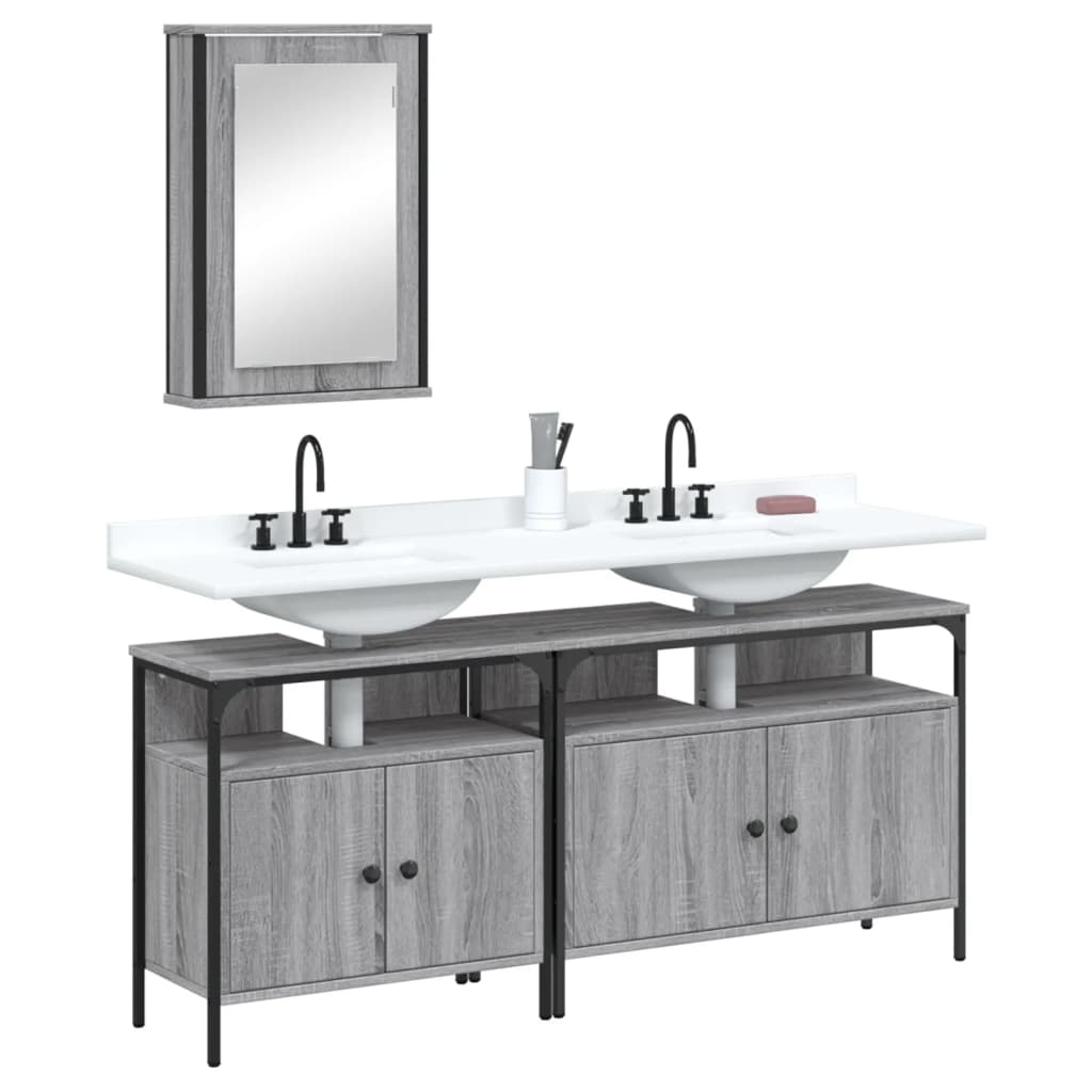 vidaXL Ensemble de meubles de salle de bain 3 pcs Gris Aggloméré Sonoma